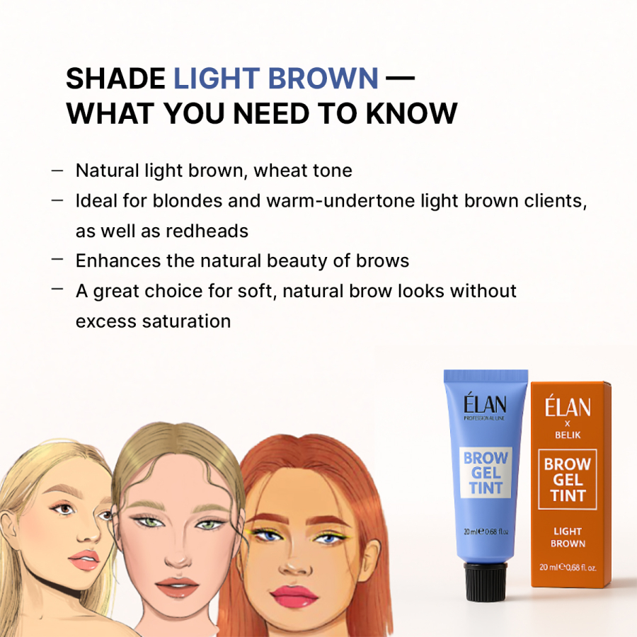 Gel-Vopsea pentru sprâncene "ÉLAN" Light Brown